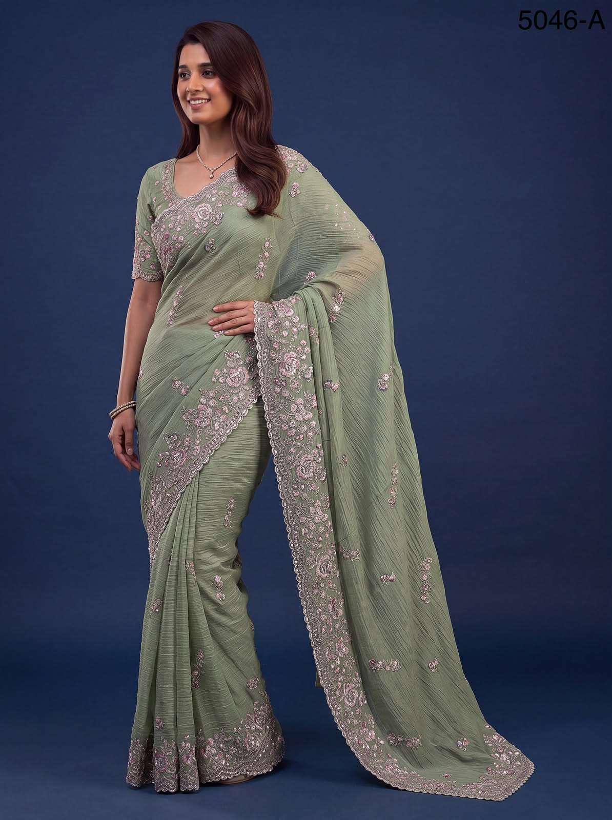  Extraordinary with Beautiful Color made of Premium Pure Bamburg fabric Wedding Saree wholesale in surat 5046